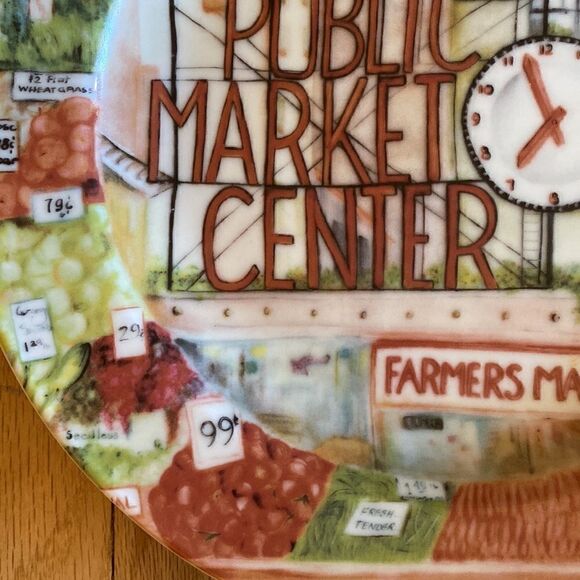 Pike Place Market Seattle Souvenir Decorative Plate 10.25” Round - Picture 3 of 7